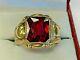 4ct Red Simulated Men's Art Deco Vintage Band Ring 14k Yellow Gold Finish