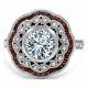 4ct Round Diamond Vintage Art Deco Moissanite Wedding Ring 10k White Gold Plated