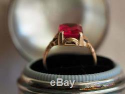 4Ct Emerald Brilliant Cut Ruby Vintage Engagement Ring 14K Rose Gold Finish