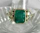 4ct Emerald Cut Green Emerald Solitaire Engagement Ring 14k Yellow Gold Finish