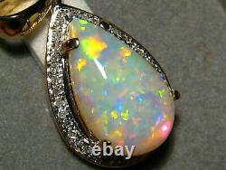 4Ct Pear Cut Fire Opal Diamond Teardrop Pendant 14K Yellow Gold Over Free Chain