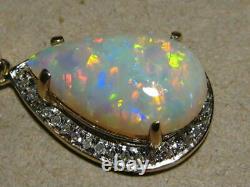 4Ct Pear Cut Fire Opal Diamond Teardrop Pendant 14K Yellow Gold Over Free Chain