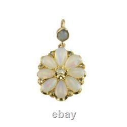 4Ct Pear Cut Fire Opals Flower Pendent In 14K Yellow Gold Finish 18 Chain Free