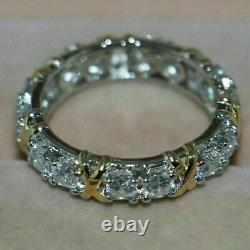 4Ct Round Brilliant Cut Moissanite Full Eternity Band Ring 14K White Gold Plated