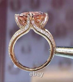 4Ct Round Cut Morganite Split Shank Solitaire Engagement Ring 14K Rose Gold Over