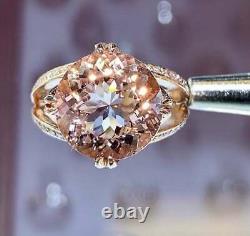 4Ct Round Cut Morganite Split Shank Solitaire Engagement Ring 14K Rose Gold Over