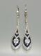 4ct Vintage Art Deco Style Diamond Drop Dangle Wedding Milgrain Silver Earrings