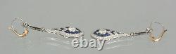 4Ct Vintage Art Deco Style Diamond Drop Dangle Wedding Milgrain Silver Earrings