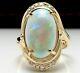 5.00 Ct Oval Cut Opal & Diamond Vintage Engagement Ring 14k Yellow Gold Over