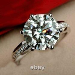 5CT Round Cut Moissanite Solitaire Engagement Ring 925 Sterling Silver
