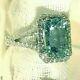 5ct Emerald Natural Aquamarine Halo Engagement Ring 14k White Gold Silver Plated