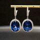 5ct Oval Cut Lab Created Sapphire Drop/dangle Earrings 14k White Gold Plated
