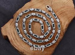 5MM 925 Sterling Silver Zircon Rectangle Box Chain Men Vintage Necklace Choker