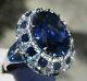 6ct Tanzanite Sapphire Diamond Vintage Halo Engagement 14k Ring White Gold Gp