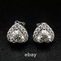 6mm Heart Cut Moissanite Push Back Stud Wedding Earring 14k White Gold Plated