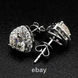 6mm Heart Cut Moissanite Push Back Stud Wedding Earring 14k White Gold Plated