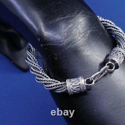 7.5, 7mm, vtg Sterling silver handmade bracelet, 925 twisted wheat chain