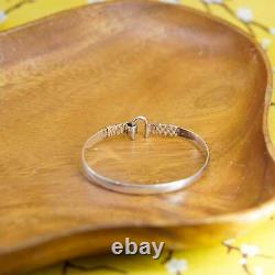 7.75, CBC Sterling Silver Carribean Hook Bangle Bracelet with 14K Gold Rope Wrap