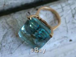8 Ct Emerald Cut Solitaire Aquamarine Vintage Engagement Ring 14k Rose Gold Over