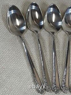 8 Vintage 1946 Oneida Damask Rose Heirloom Sterling Silver Demitasse Spoons