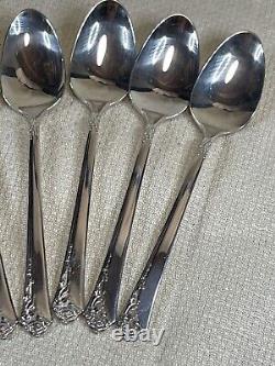 8 Vintage 1946 Oneida Damask Rose Heirloom Sterling Silver Demitasse Spoons