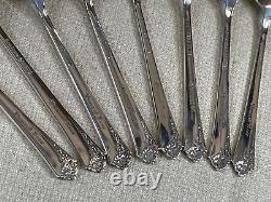 8 Vintage 1946 Oneida Damask Rose Heirloom Sterling Silver Demitasse Spoons