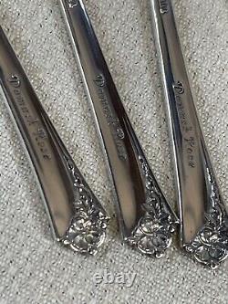 8 Vintage 1946 Oneida Damask Rose Heirloom Sterling Silver Demitasse Spoons