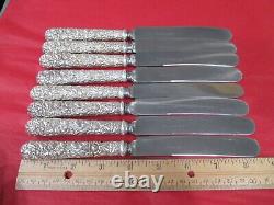 8 Vintage Sterling Silver Luncheon Knife- Kirk Repousse-old Style