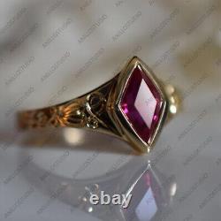 8x4mm Kite Rhombus Ruby Vintage Wedding Stack Band Ring 925 Sterling Silver