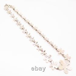 925/950 Sterling Silver Vintage Hammered Finish Floral Design Chain Necklace 16