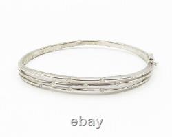 925 Silver Vintage Genuine Diamonds Split Hinge Bangle Bracelet BT5317