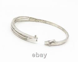 925 Silver Vintage Genuine Diamonds Split Hinge Bangle Bracelet BT5317