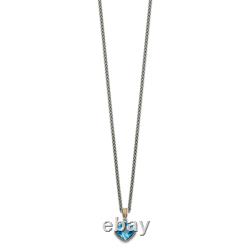 925 Sterling Silver 14K 18 inch Vintage Cushion Blue Topaz Necklace