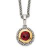 925 Sterling Silver 18 Inch Vintage Checkerboard Round Red Garnet Necklace