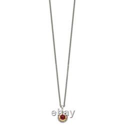 925 Sterling Silver 18 inch Vintage Checkerboard Round Red Garnet Necklace