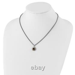 925 Sterling Silver 18 inch Vintage Checkerboard Round Red Garnet Necklace