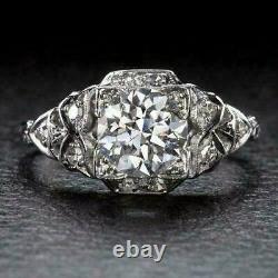 925 Sterling Silver 3.50 Ct Simulated Diamond Vintage Solitaire Engagement Ring