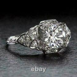 925 Sterling Silver 3.50 Ct Simulated Diamond Vintage Solitaire Engagement Ring