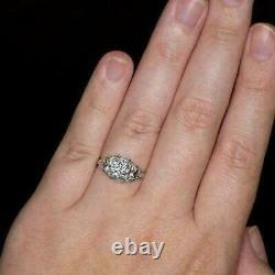 925 Sterling Silver 3.50 Ct Simulated Diamond Vintage Solitaire Engagement Ring