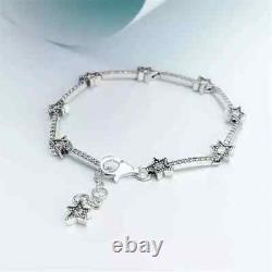 925 Sterling Silver 4 Ct Simulated Diamond Women Star Of David Tennis Bracelet