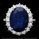 925 Sterling Silver 5ct Oval Cut Lab-created Blue Sapphire Vintage Wedding Ring