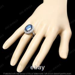 925 Sterling Silver 5Ct Oval Cut Lab-Created Blue Sapphire Vintage Wedding Ring