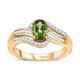 925 Sterling Silver Aaa Green Tourmaline White Diamond Bypass Ring Ct 1