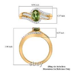 925 Sterling Silver AAA Green Tourmaline White Diamond Bypass Ring Ct 1