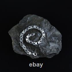 925 Sterling Silver Byzantine Bracelet, 10MM Onyx King Chain Bracelet