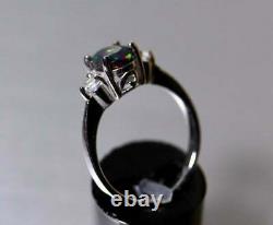 925 Sterling Silver Certified Natural Black Opal Handmade Ring Gift Free Ship