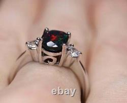 925 Sterling Silver Certified Natural Black Opal Handmade Ring Gift Free Ship