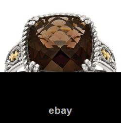 925 Sterling Silver Cushion-Cut Smoky Quartz Cocktail Statement Ring