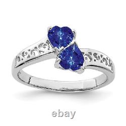 925 Sterling Silver Dark Sapphire Heart Ring Size 6, 7, or 8