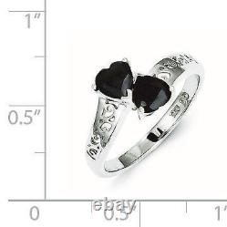 925 Sterling Silver Dark Sapphire Heart Ring Size 6, 7, or 8